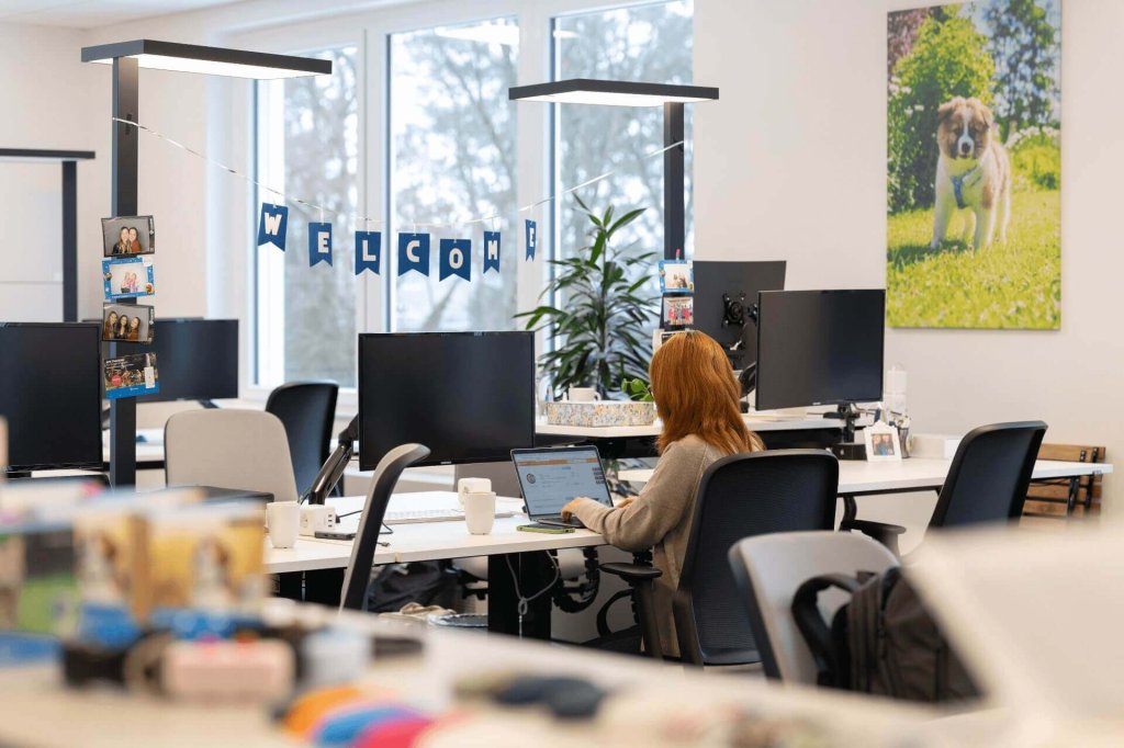 woman working at computer in office